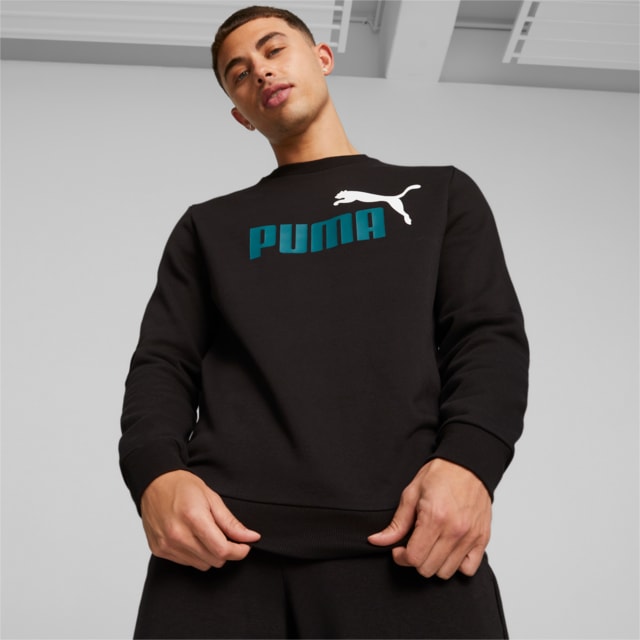 Imagen PUMA Polerón de cuello redondo y logotipo grande bicolor para hombre Essentials+