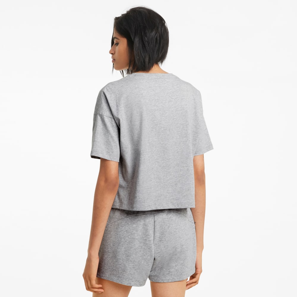 Изображение Puma Футболка Essentials Logo Cropped Women's Tee #2: light gray heather