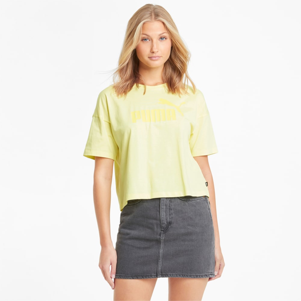 Изображение Puma Футболка Essentials Logo Cropped Women's Tee #1: Yellow Pear