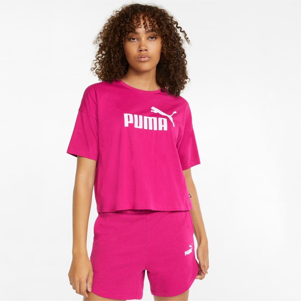 Изображение Puma Футболка Essentials Logo Cropped Women's Tee #1: Festival Fuchsia