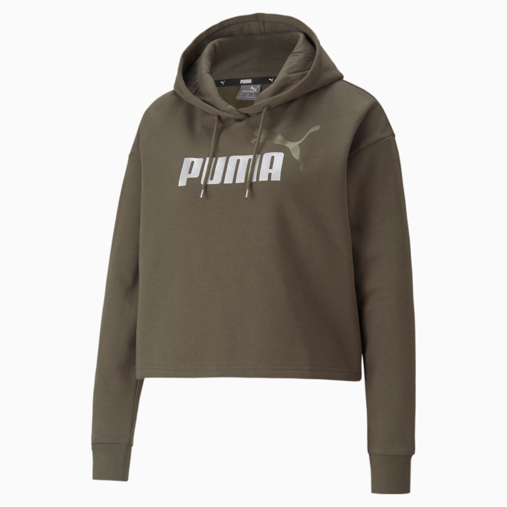 Изображение Puma Толстовка Essentials+ Cropped Metallic Women's Hoodie #1: Grape Leaf-Silver