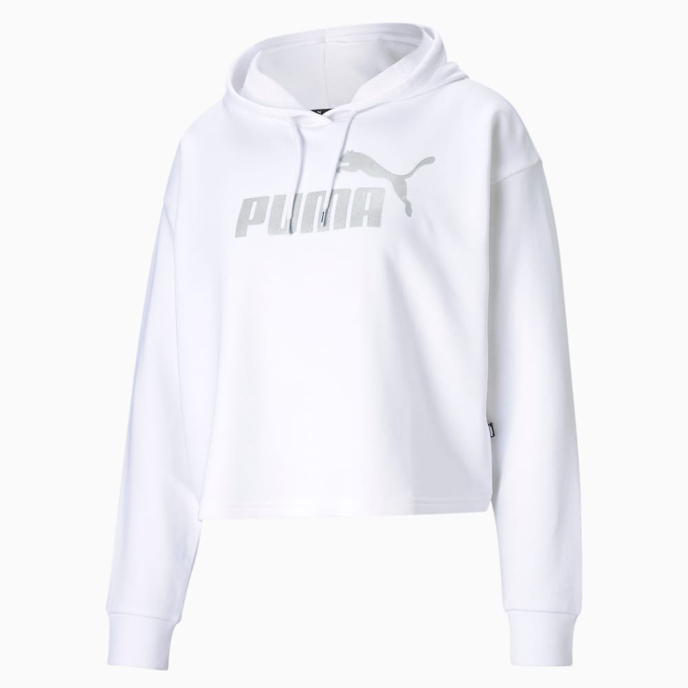 Зображення Puma Толстовка Essentials+ Cropped Metallic Women's Hoodie #1: Puma White-Silver