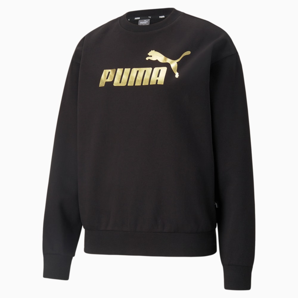 Изображение Puma Свитшот Essentials+ Metallic Logo Crew Neck Women's Sweatshirt #1: Puma Black-GOLD