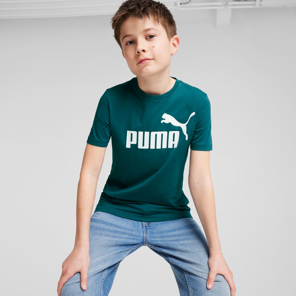 Изображение Puma Детская футболка Essentials Logo Youth Tee #1: Cold Green