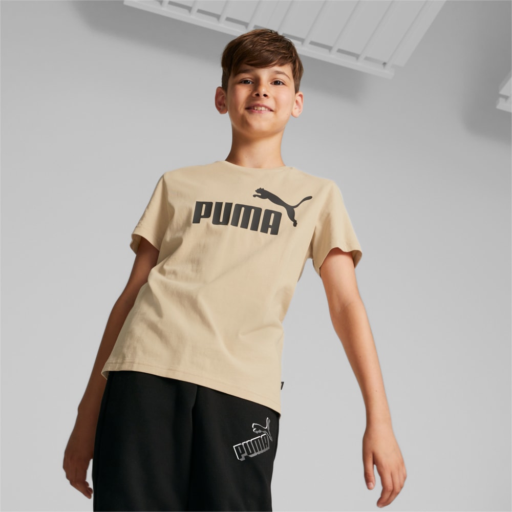 Изображение Puma Детская футболка Essentials Logo Youth Tee #1: Light Sand