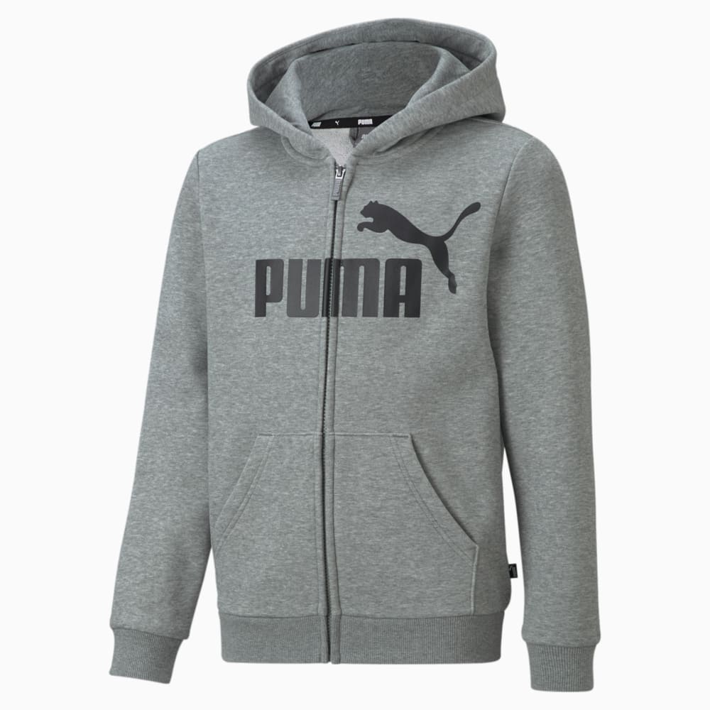 Изображение Puma Детская толстовка Essentials Big Logo Full-Zip Youth Hoodie #1: Medium Gray Heather