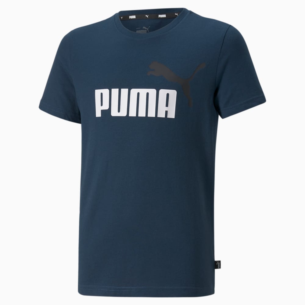 Изображение Puma Детская футболка Essentials+ Two-Tone Logo Youth Tee #1: Marine Blue-Black