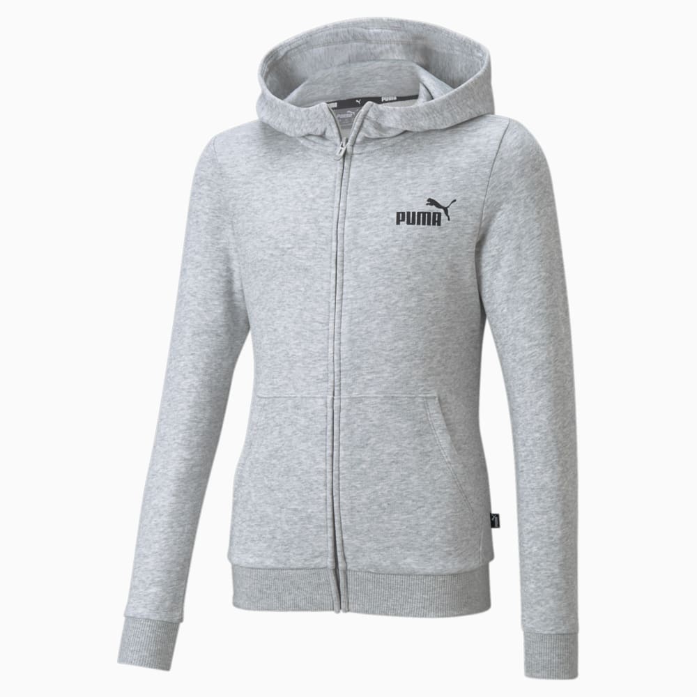 Изображение Puma Детское худи Essentials Small Logo Full-Zip Youth Hoodie #1: light gray heather