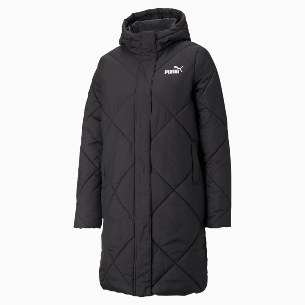 Puma essentials padded long black deals coat