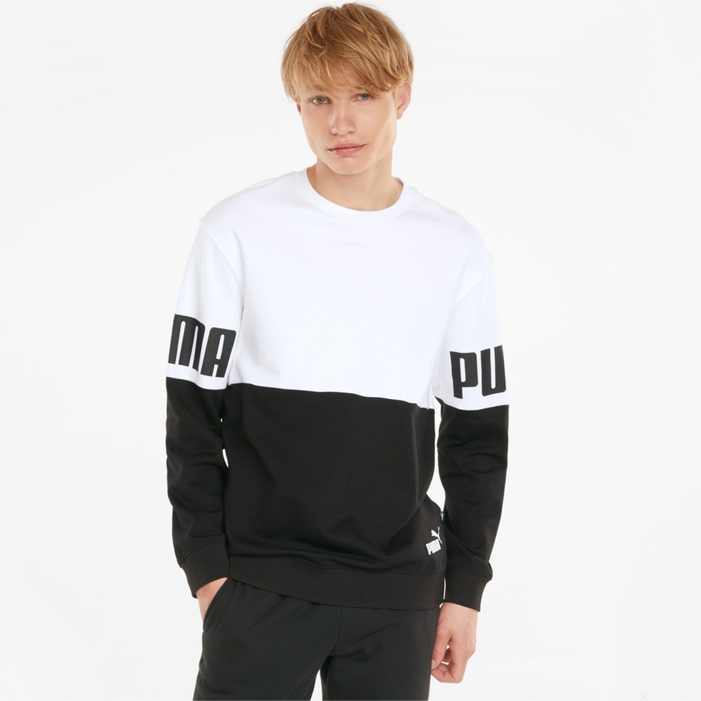 Power Colourblock Crew Neck Men s Sweatshirt Puma White Puma 589430 02