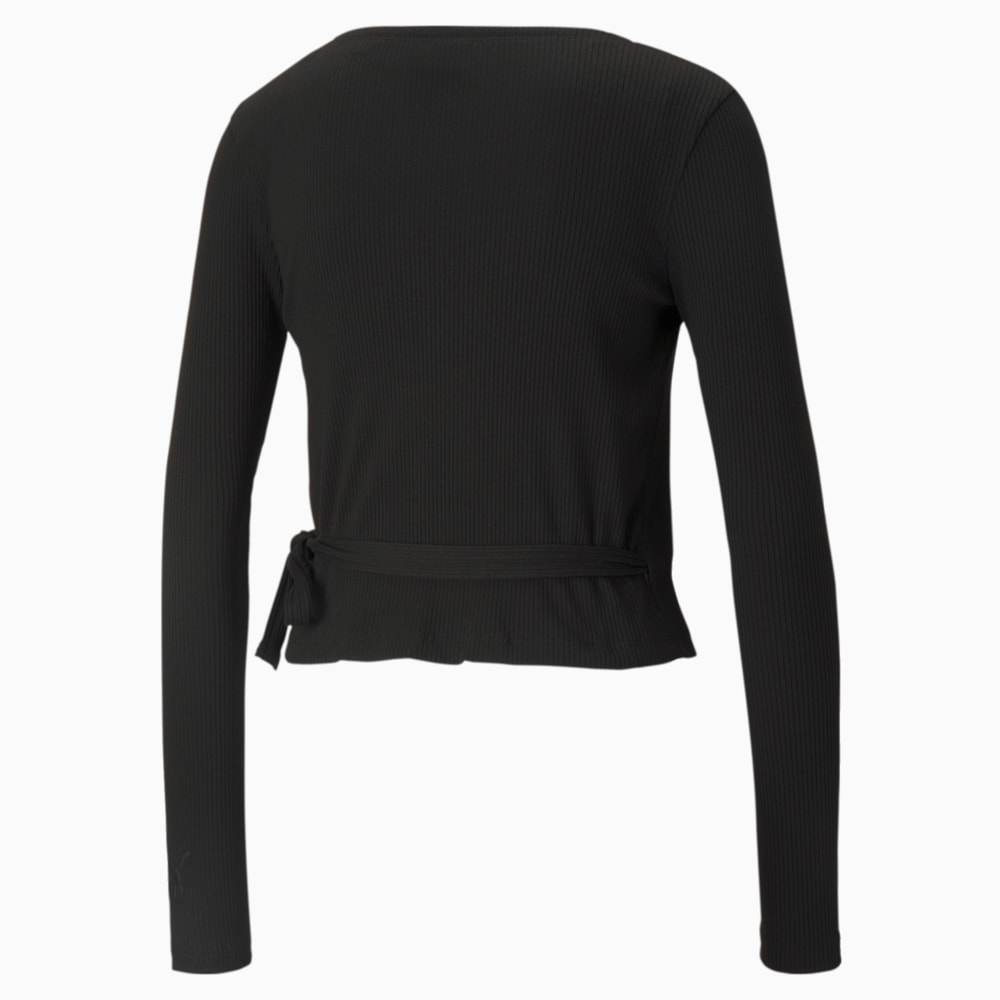 Изображение Puma Лонгслив Classics Ribbed Women's Wrap Top #2: Puma Black