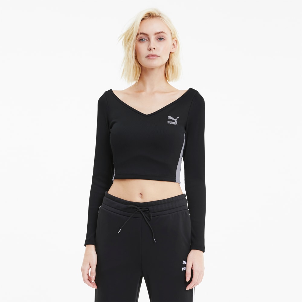 Зображення Puma Топ Classics Ribbed Cropped Top #1: Puma Black