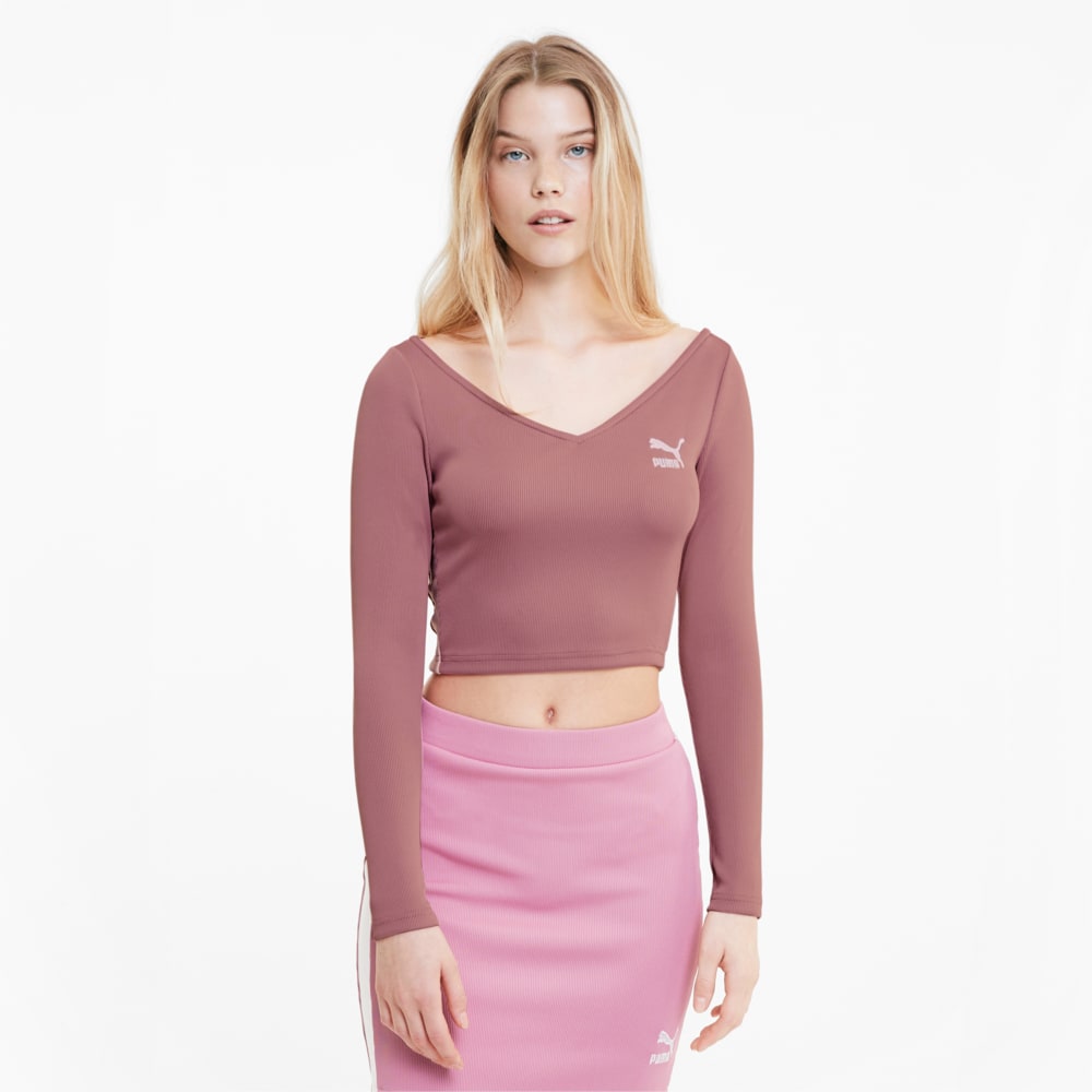 фото Топ classics ribbed cropped top puma