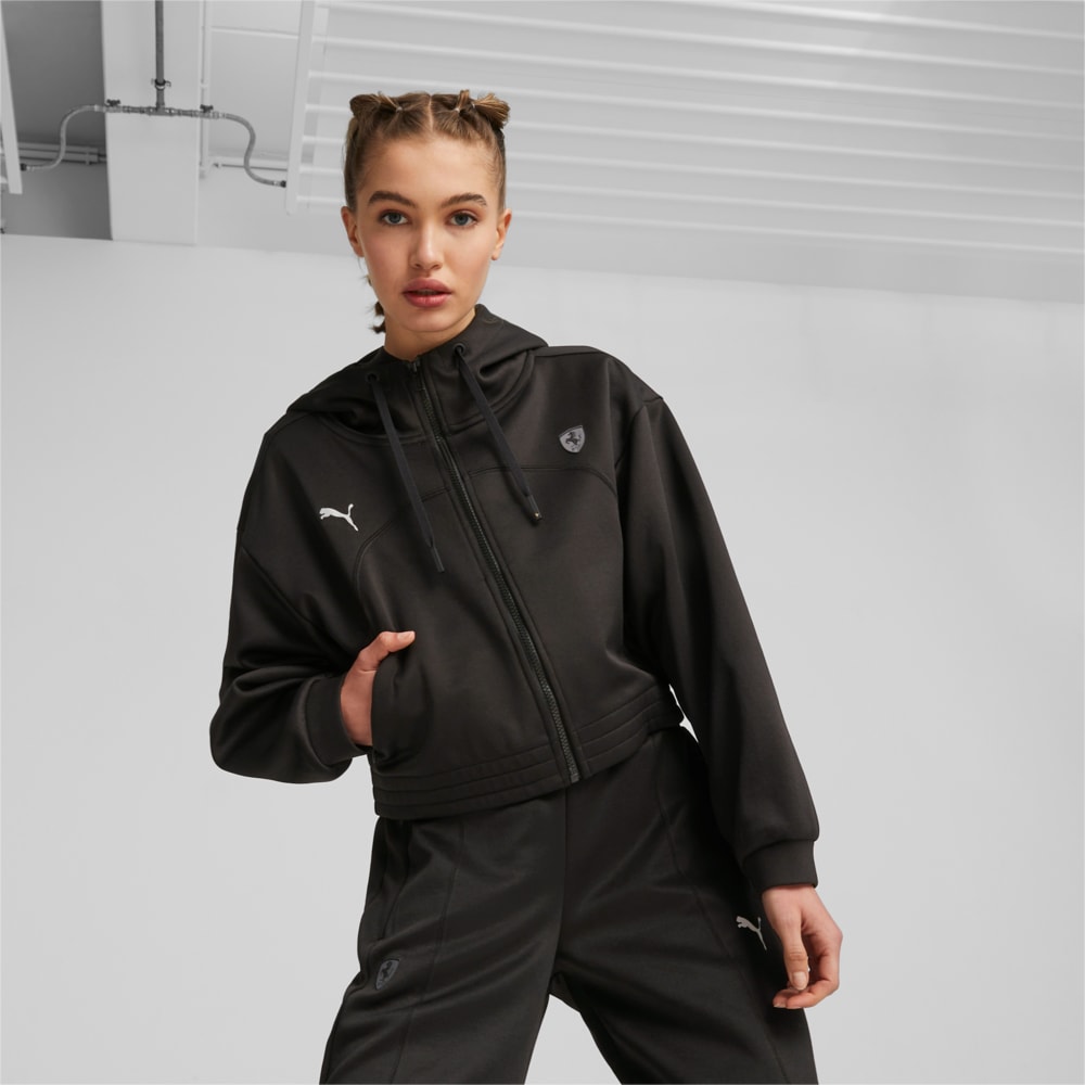 Зображення Puma Куртка Scuderia Ferrari Style Women’‎s Hooded Sweat Jacket #1: Puma Black