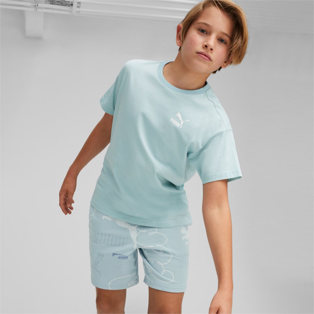Изображение Puma Детская футболка Better Classics Relaxed Youth Tee #1: Turquoise Surf