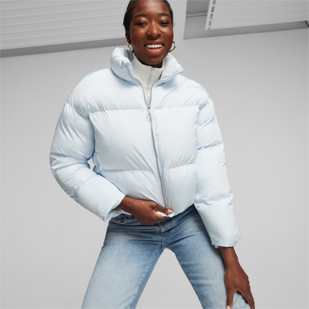 Womens light blue puffer jacket cheap