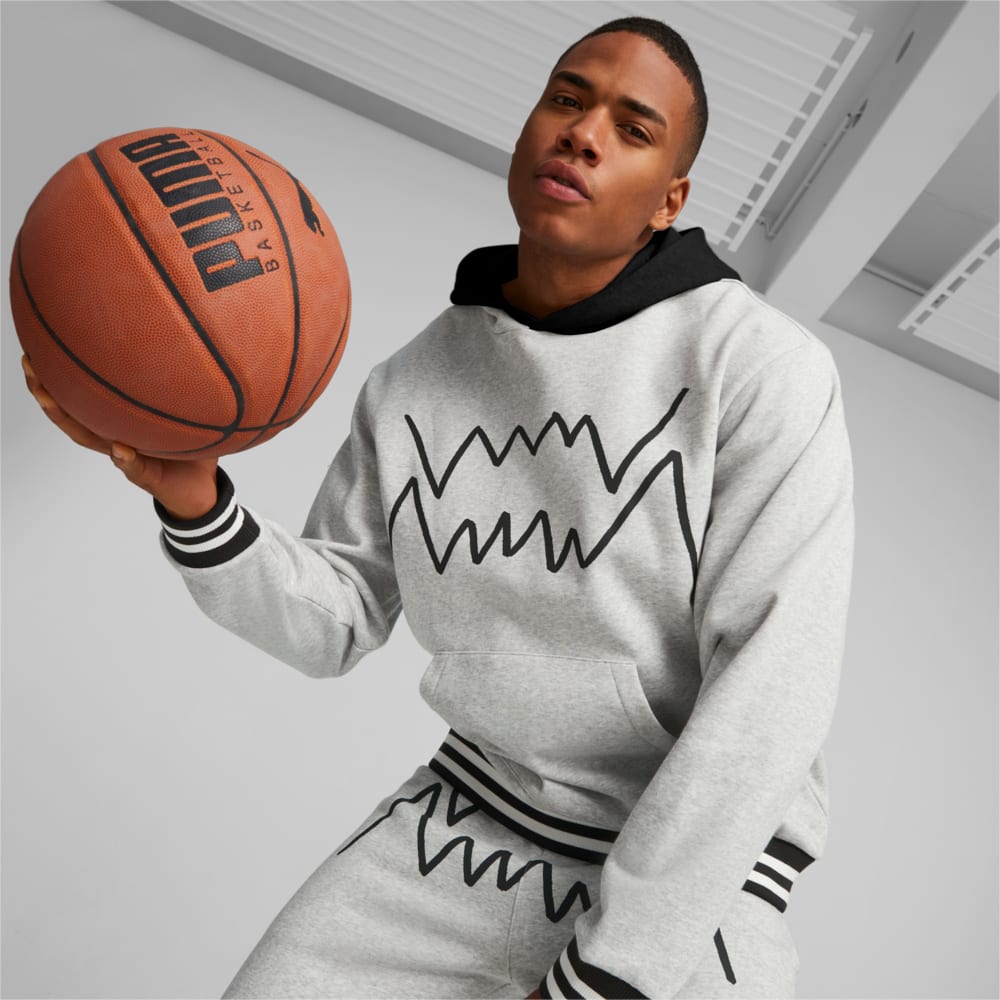 Изображение Puma Худи Franchise Core Men’s Basketball Hoodie #1: Light Gray Heather-Puma Black