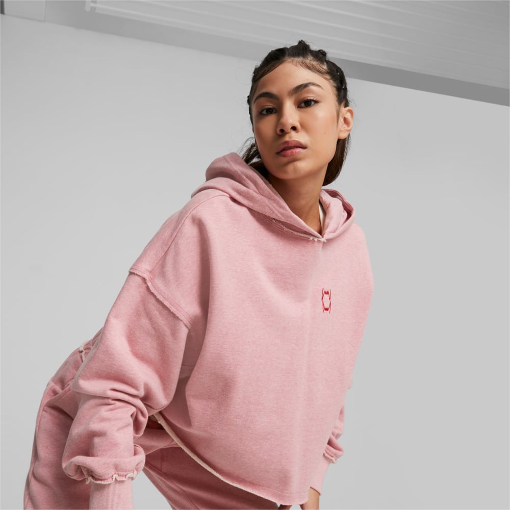 Изображение Puma Худи Plant Dye Pivot Women’s Basketball Cropped Hoodie #1: Electric Blush