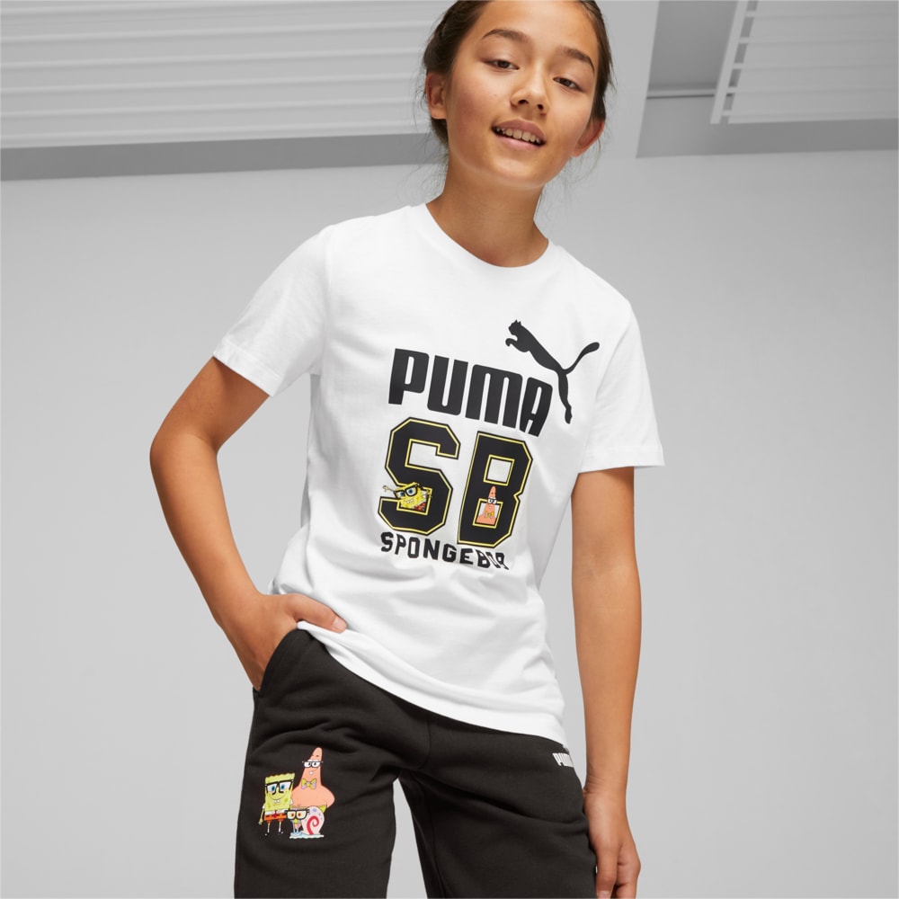 Изображение Puma Детская футболка PUMA x SPONGEBOB SQUAREPANTS Youth Tee #1: Puma White