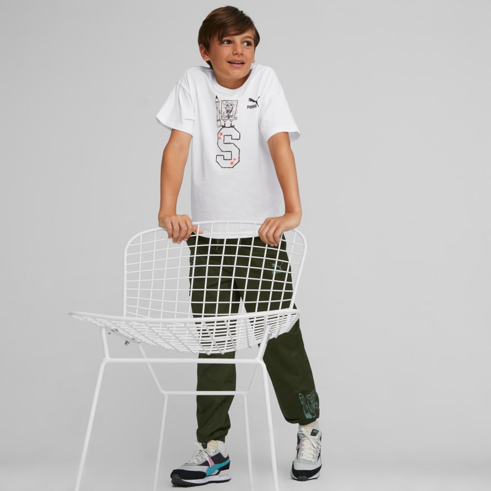 Изображение Puma Детская футболка PUMA x SPONGEBOB SQUAREPANTS Youth Graphic Tee #2: Puma White