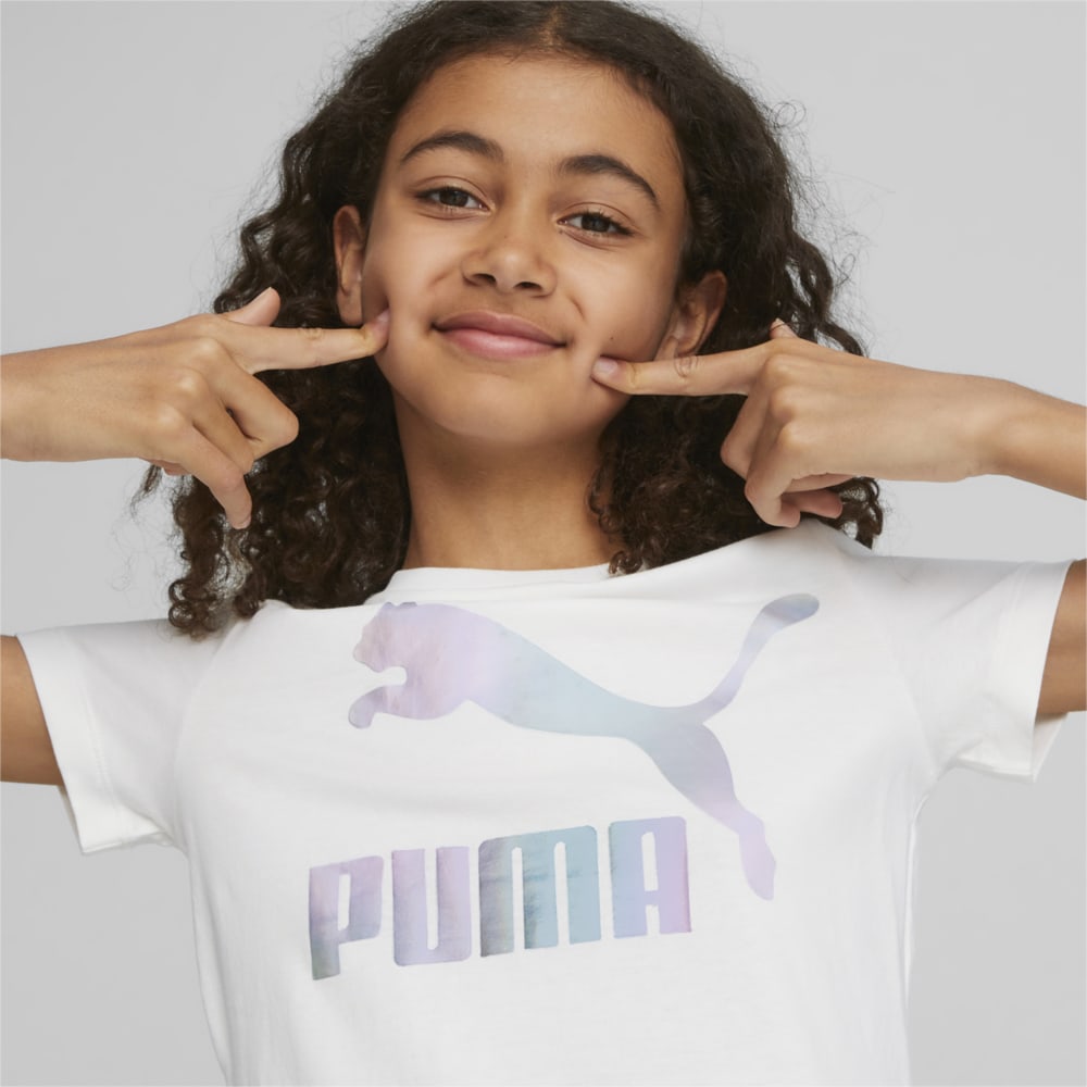 Зображення Puma Дитяча  футболка Classics Iridescent Logo Youth Tee #2: Puma White
