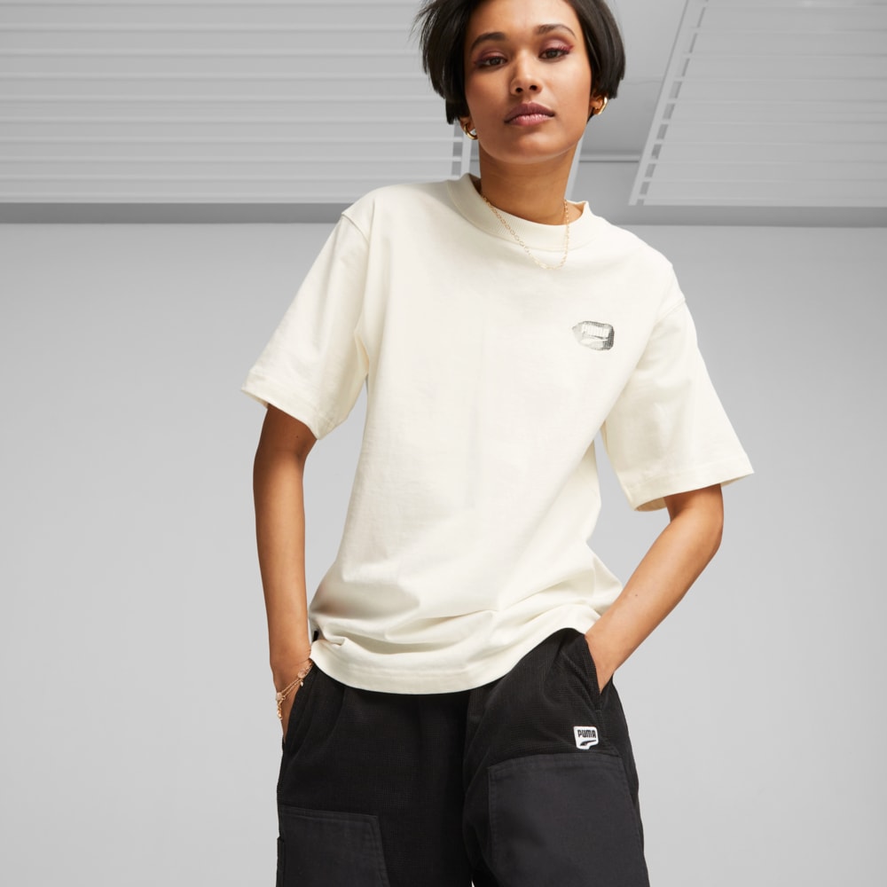 DOWNTOWN Women's Relaxed Graphic Tee | White | Puma | Sku: 622991_65