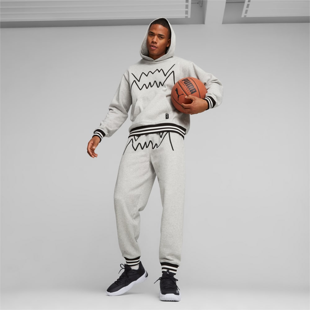 Изображение Puma Штаны Franchise Core Basketball Sweatpants #1: Light Gray Heather-Puma Black