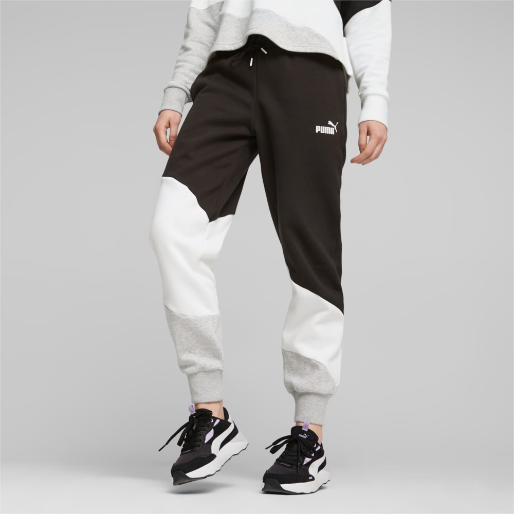 Изображение Puma Штаны PUMA POWER Cat Women's Sweatpants #1: PUMA Black-Light Gray Heather