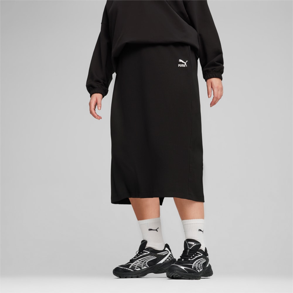 Зображення Puma Спідниця CLASSICS Women's Ribbed Midi Skirt #2: Puma Black