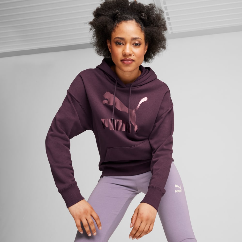 Poleron Con Capucha Classics Shiny Logo para Mujer Purpura Puma