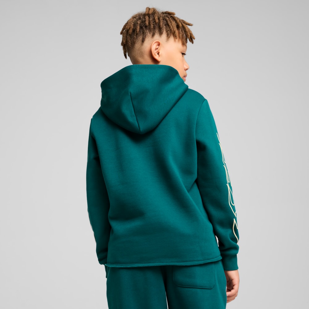 Изображение Puma Детское худи Basketball Caution Hoodie Youth #2: Cold Green