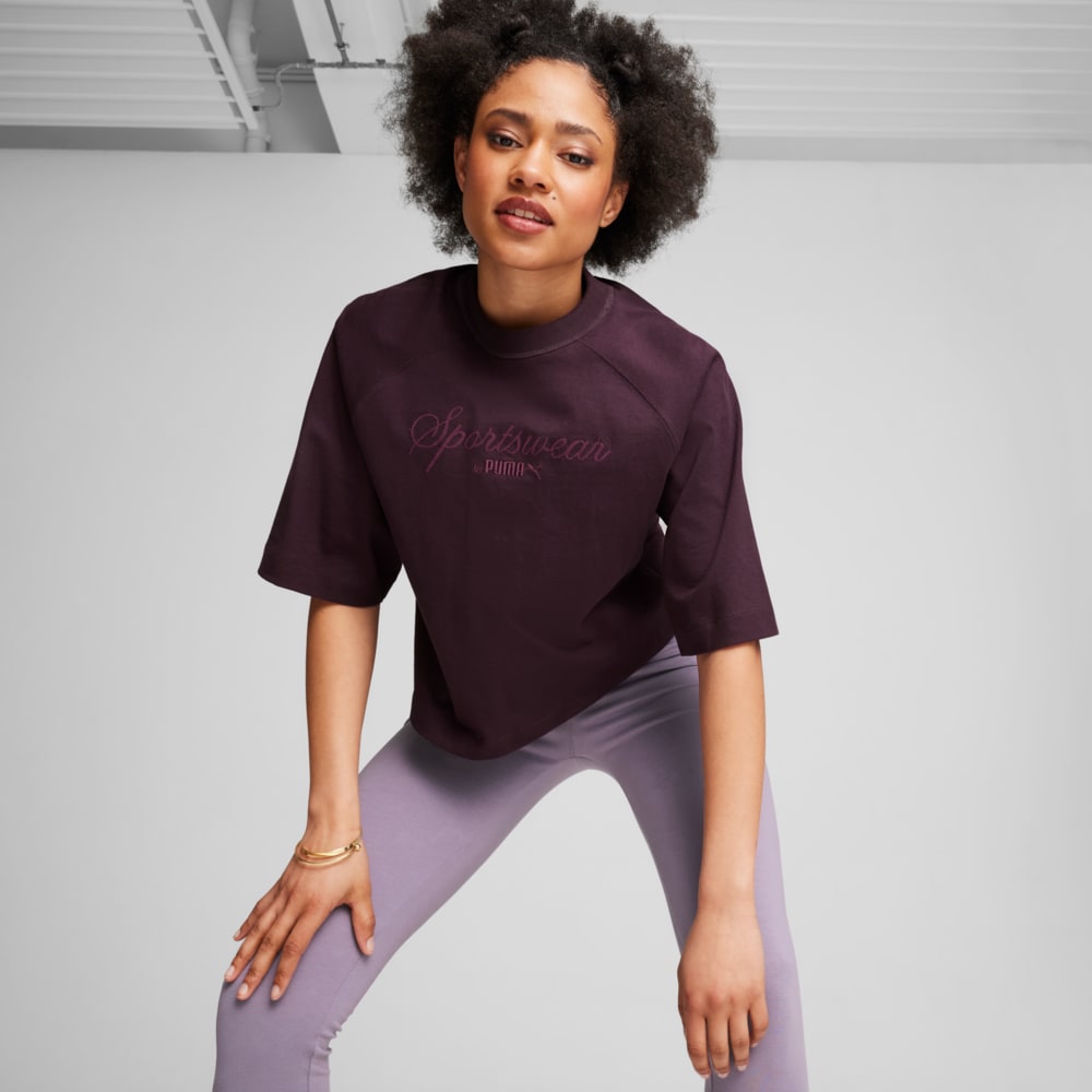 Изображение Puma Футболка CLASSICS + Oversized Tee Women #1: Midnight Plum