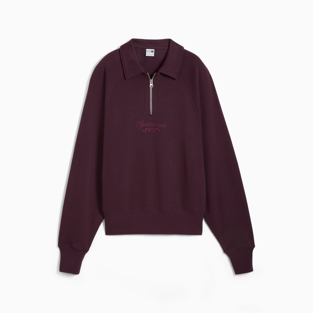 Зображення Puma Лонгслів CLASSICS+ Half Zip Polo Crew Women #1: Midnight Plum