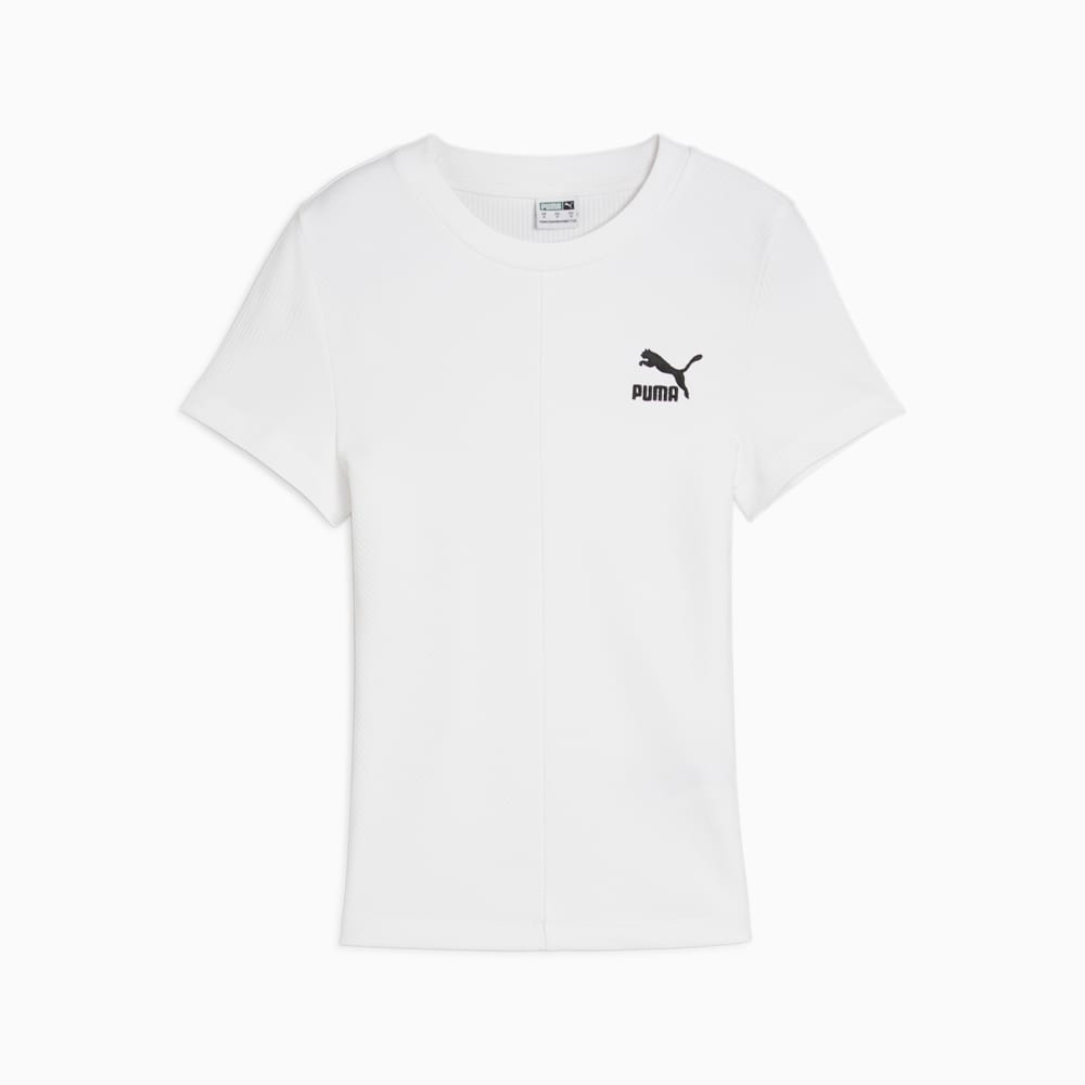 Изображение Puma Футболка CLASSICS Ribbed Slim Tee Women #1: Puma White