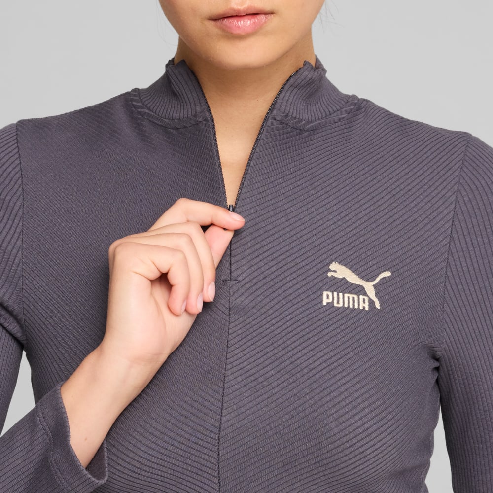 Зображення Puma Лонгслів CLASSICS Ribbed Half-Zip Tee Women #2: Galactic Gray