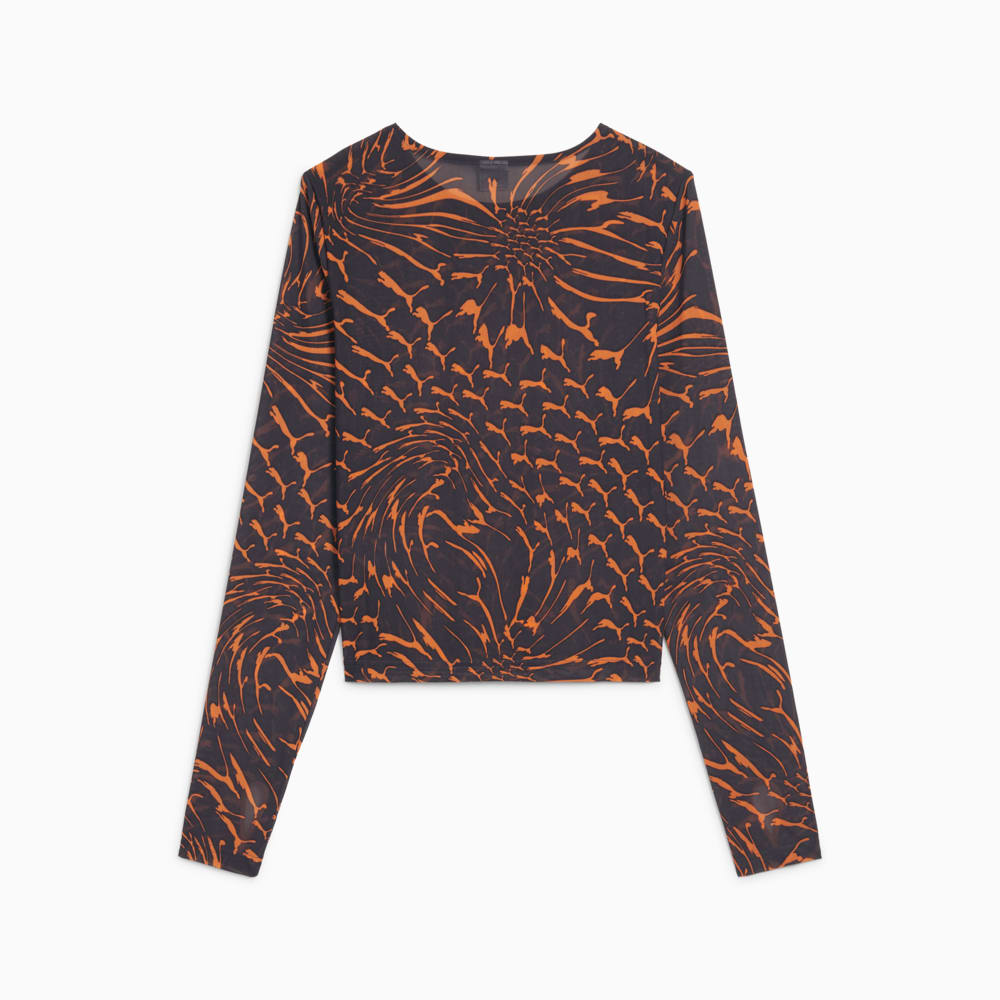 Polera Manga Larga En Malla Dare To para Mujer Gris Puma