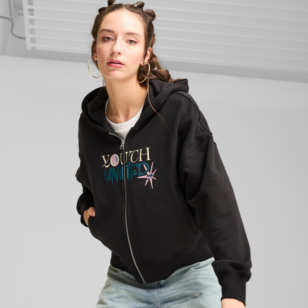 Изображение Puma Кофта DOWNTOWN Oversized Hoodie Women #1: Puma Black