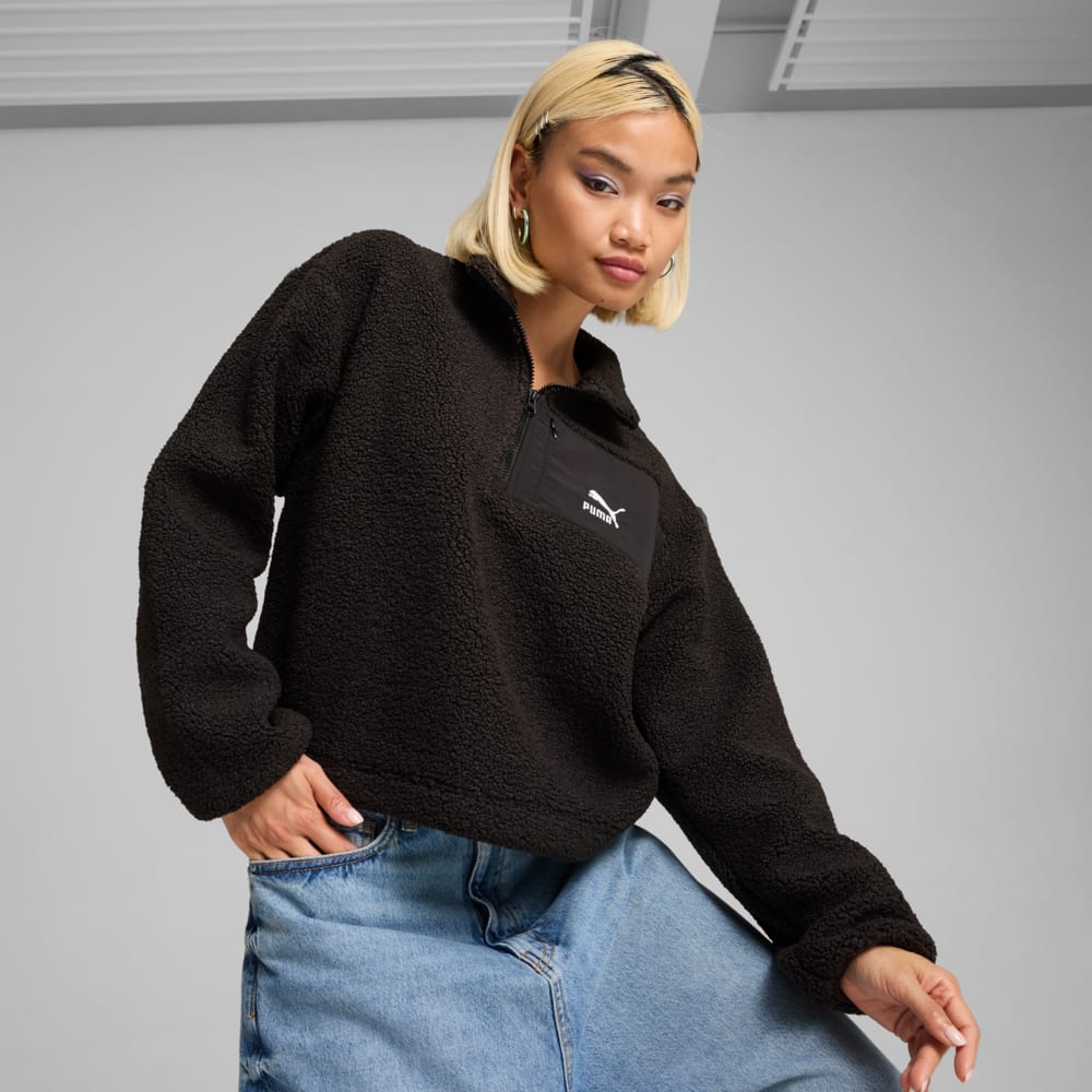 Изображение Puma Лонгслив CLASSICS Winterized Half-Zip Women #1: Puma Black