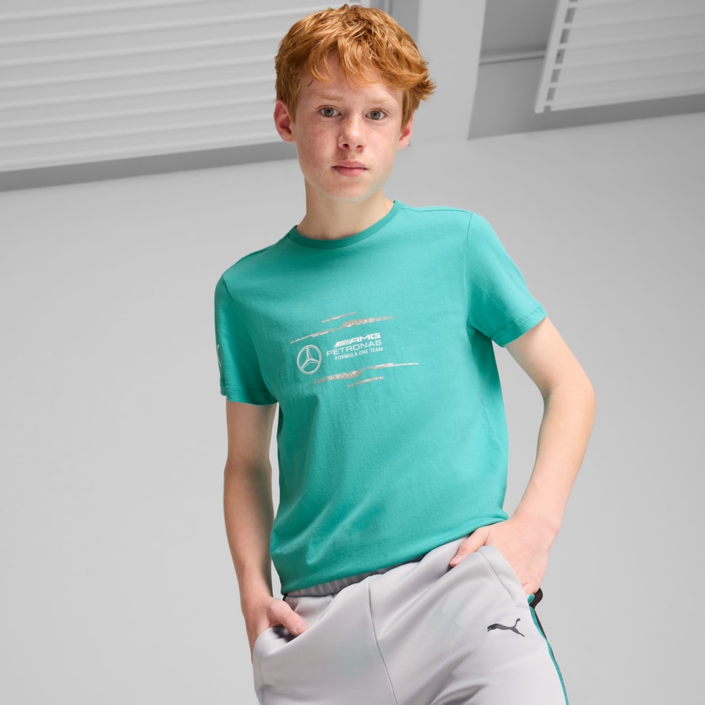 Изображение Puma Детская футболка Mercedes-AMG Petronas F1® Logo Tee Youth #1: Sheen Green