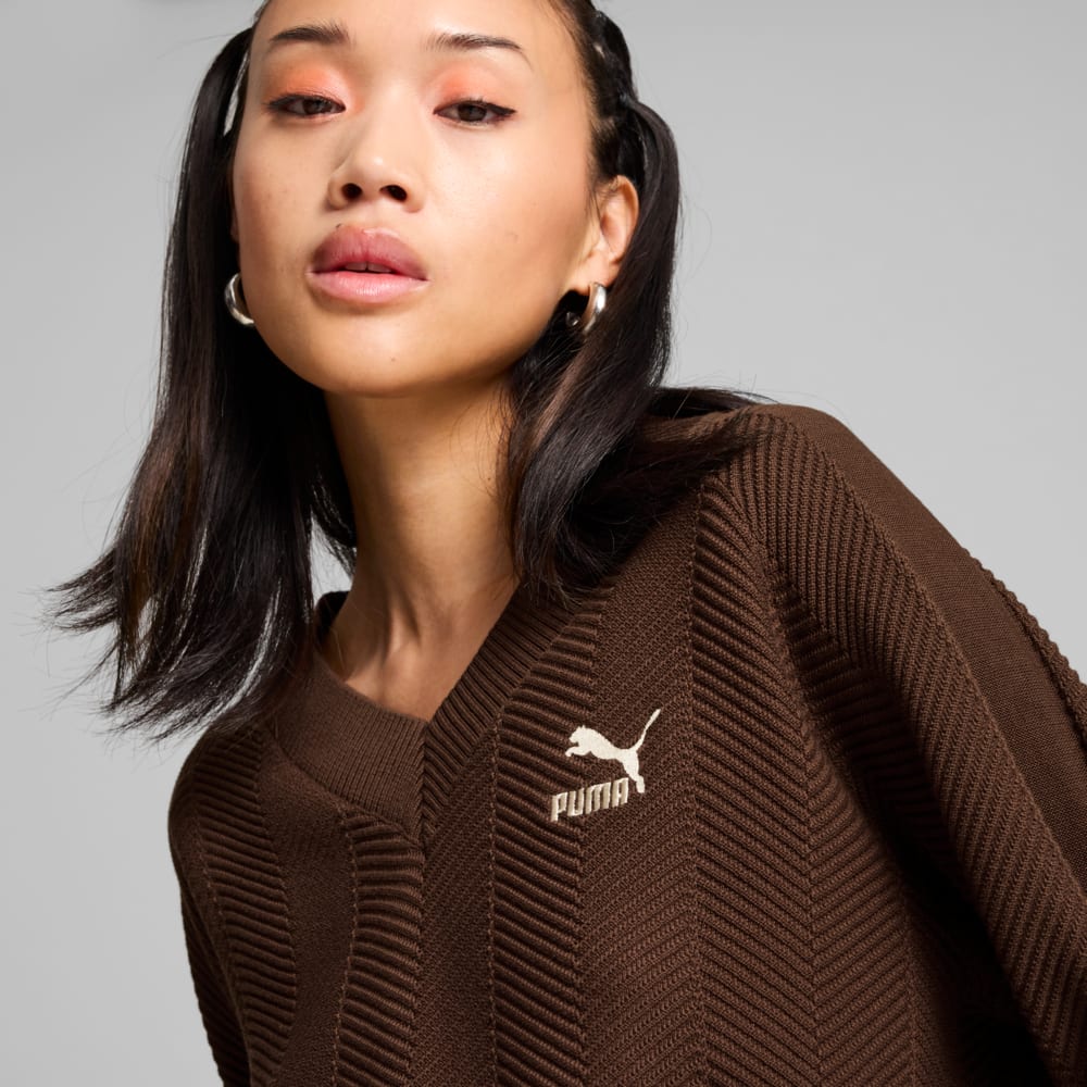 Зображення Puma Світшот T7 Knitted V-Neck Crew Women #2: Espresso Brown