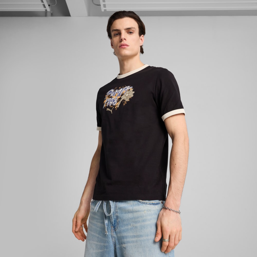 Изображение Puma Футболка FUTURE.PUMA.ARCHIVE Graphic Ringer Tee Men #1: PUMA Black-Blue Crystal