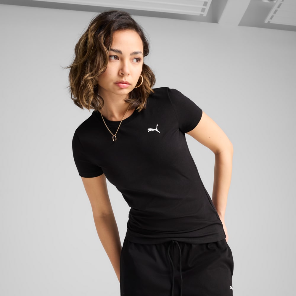 Зображення Puma Футболка Essentials Slim Tee Women #1: Puma Black