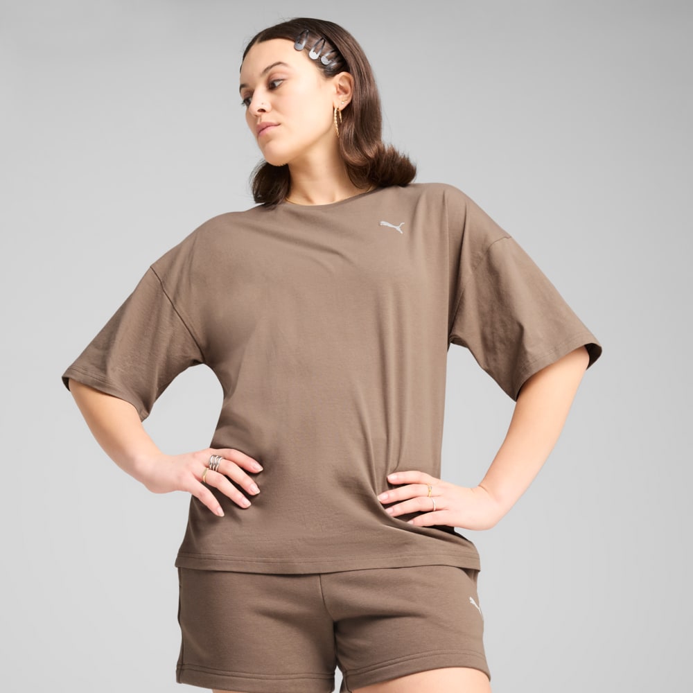 Изображение Puma Футболка WARDROBE ESS Oversized Tee Women #1: Totally Taupe