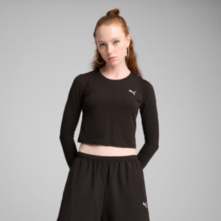 Изображение Puma Лонгслив WARDROBE ESS Longsleeve Baby Tee Women