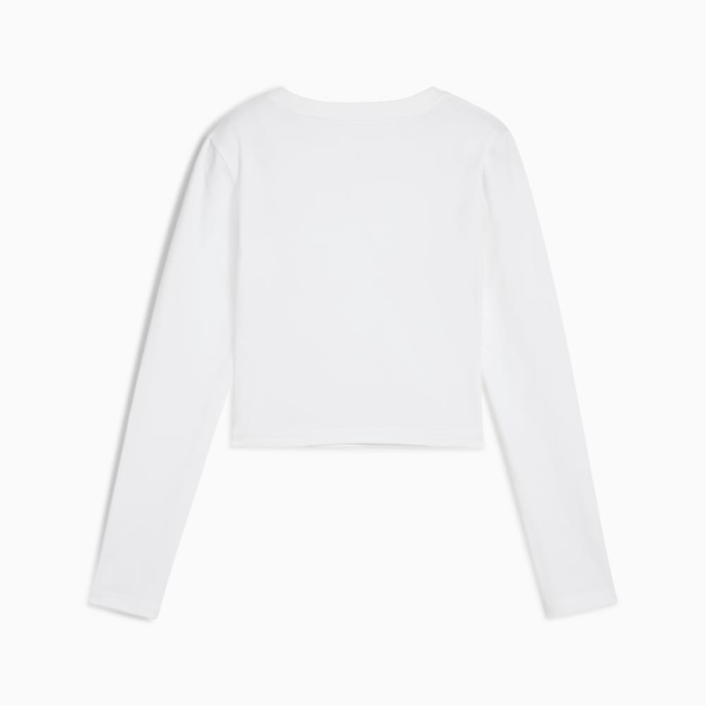 Изображение Puma Лонгслив WARDROBE ESS Longsleeve Baby Tee Women #2: Puma White