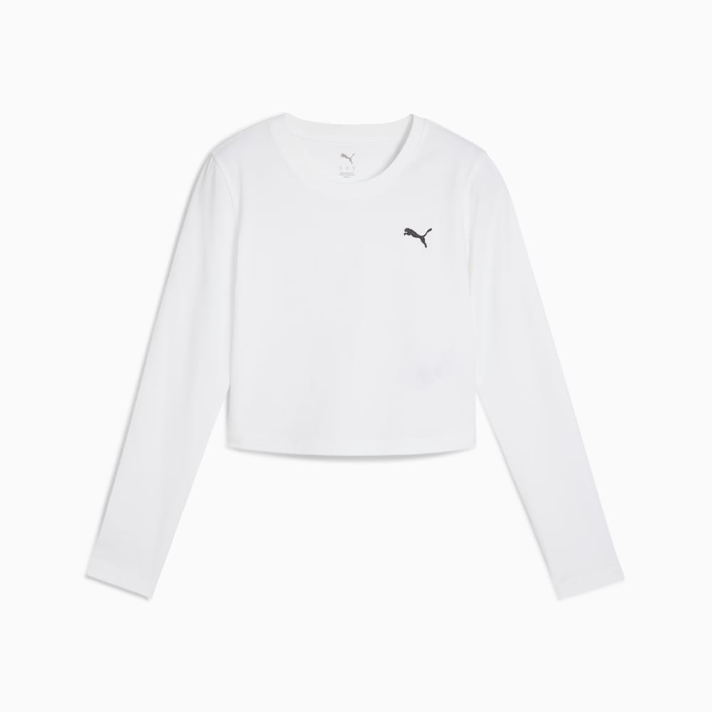 Изображение Puma Лонгслив WARDROBE ESS Longsleeve Baby Tee Women #1: Puma White