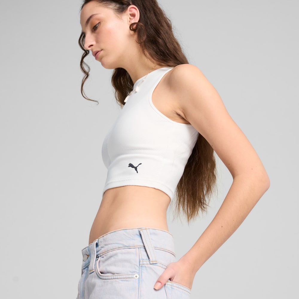 Зображення Puma Топ WARDROBE ESS Ribbed Crop Top Women #2: Puma White