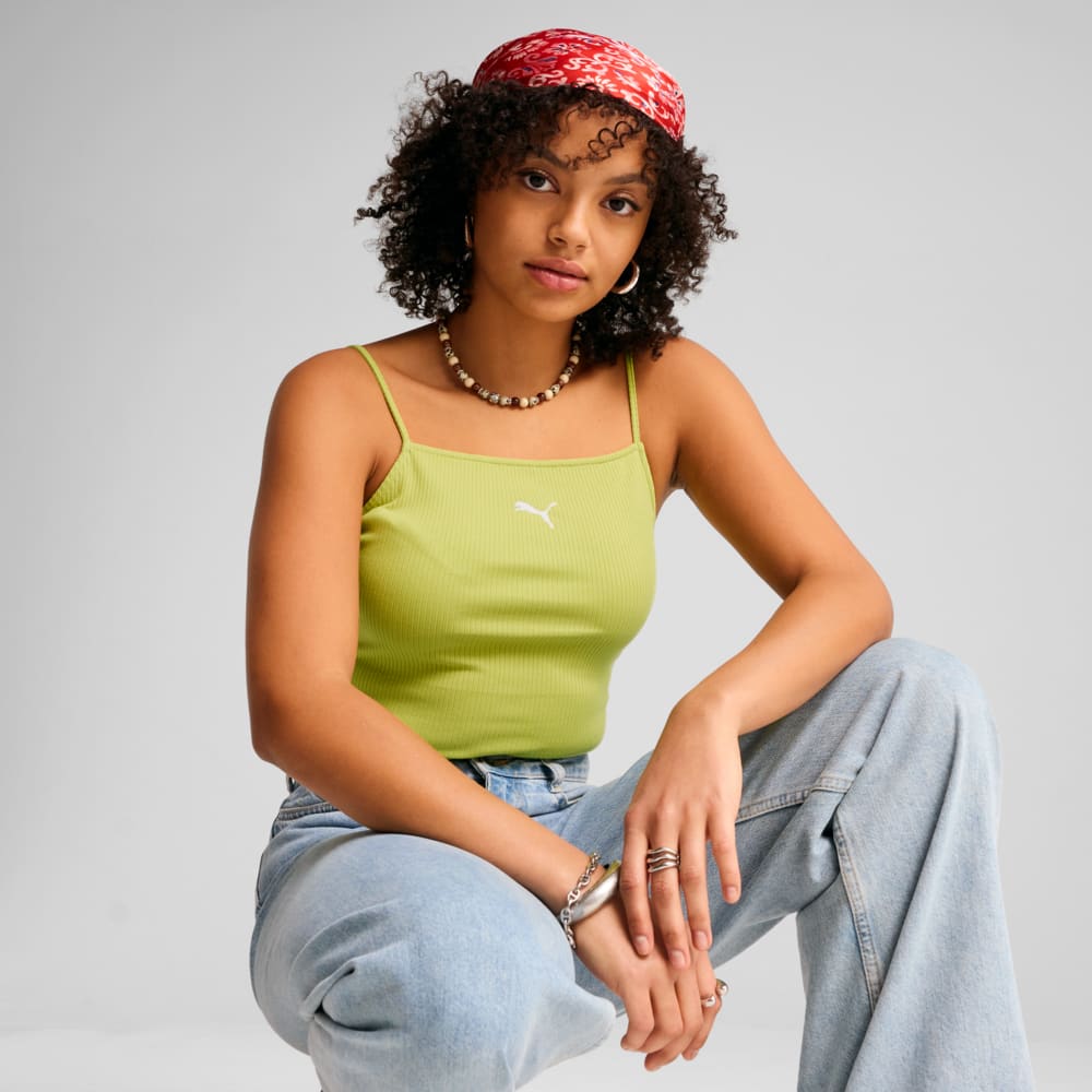 Изображение Puma Майка WARDROBE ESS Ribbed Tank Top Women #1: Sea Kelp