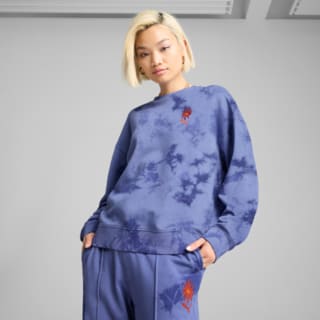 Изображение Puma Свитшот WARDROBE ESS FLORAL PACK Oversized Washed Graphic Crew Women