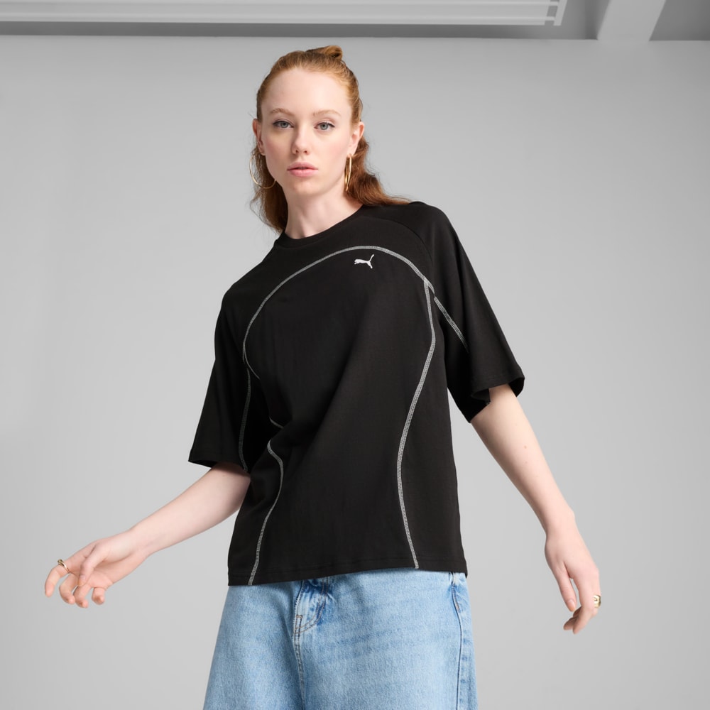 Изображение Puma Футболка DARE TO Oversized Tee Women #1: Puma Black